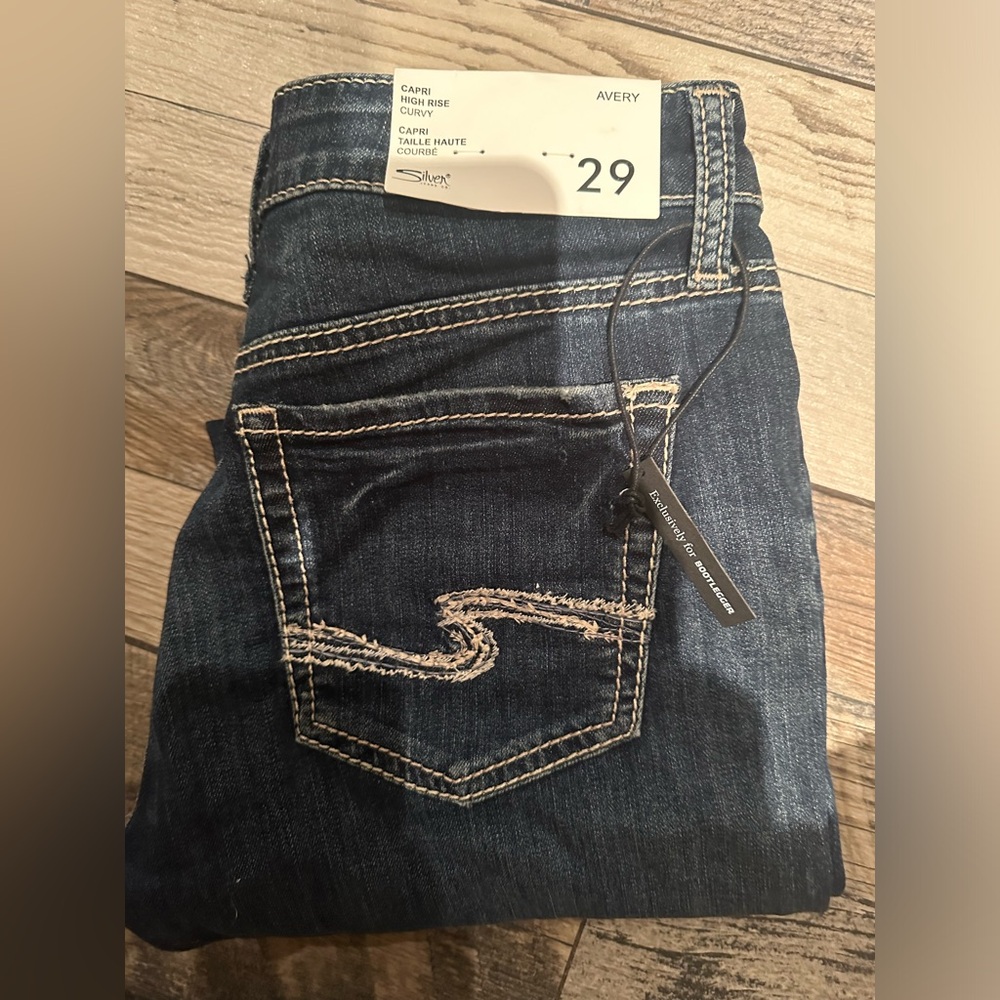 Silver High Rise Capri Jeans
